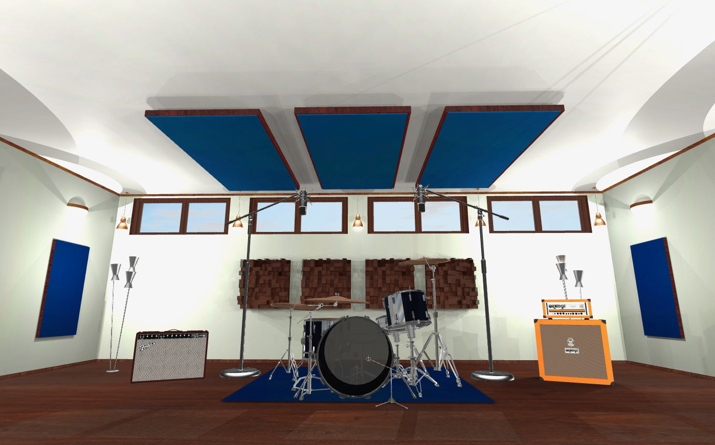 CEILING BAFFLE - Navy Blue & Red Mahogany