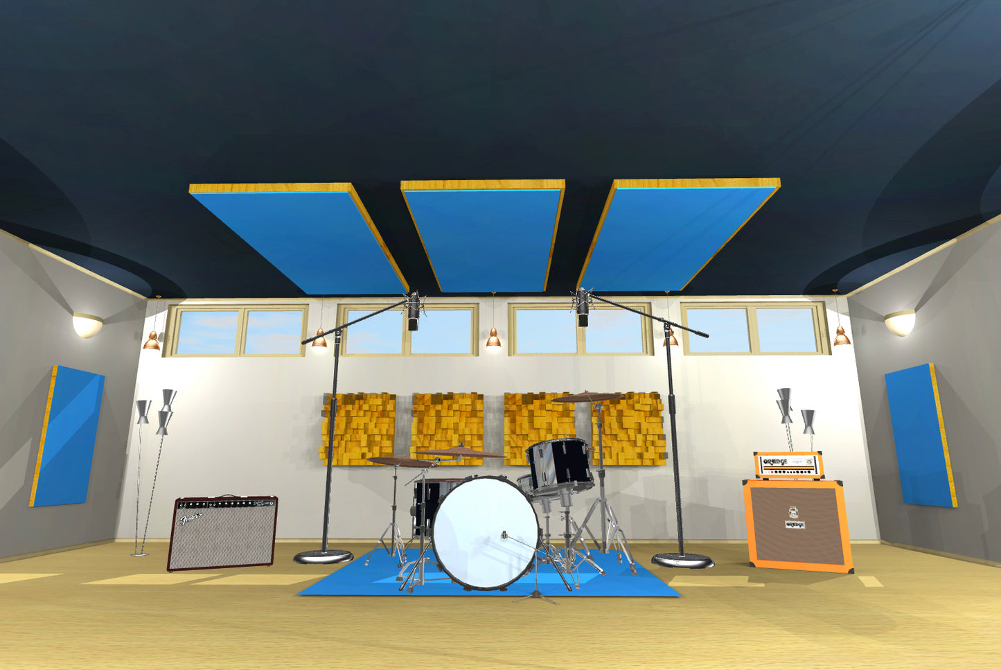 CEILING BAFFLE - Sky Blue & Golden Pecan