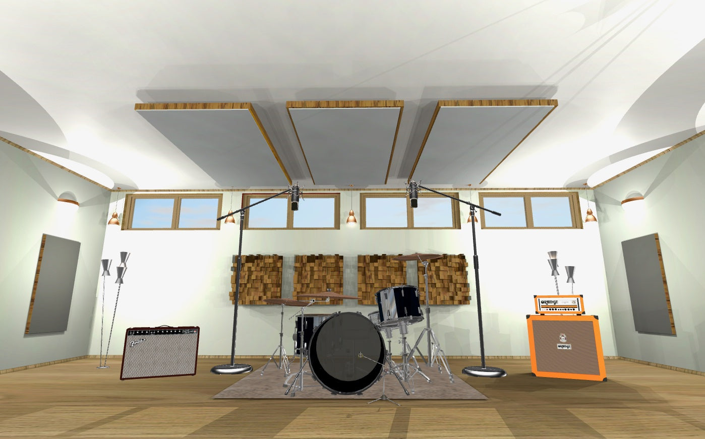 CEILING BAFFLE - Steel Grey & Special Walnut