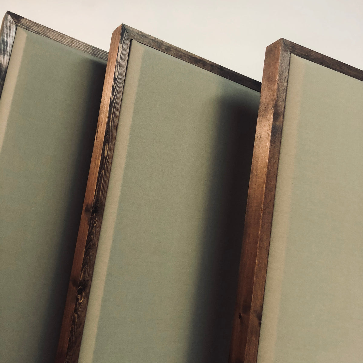 Acoustic Panel - Khaki with Red Mahogany Wood Frame
