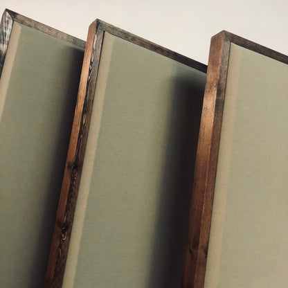 Acoustic Panel - Khaki with Red Mahogany Wood Frame