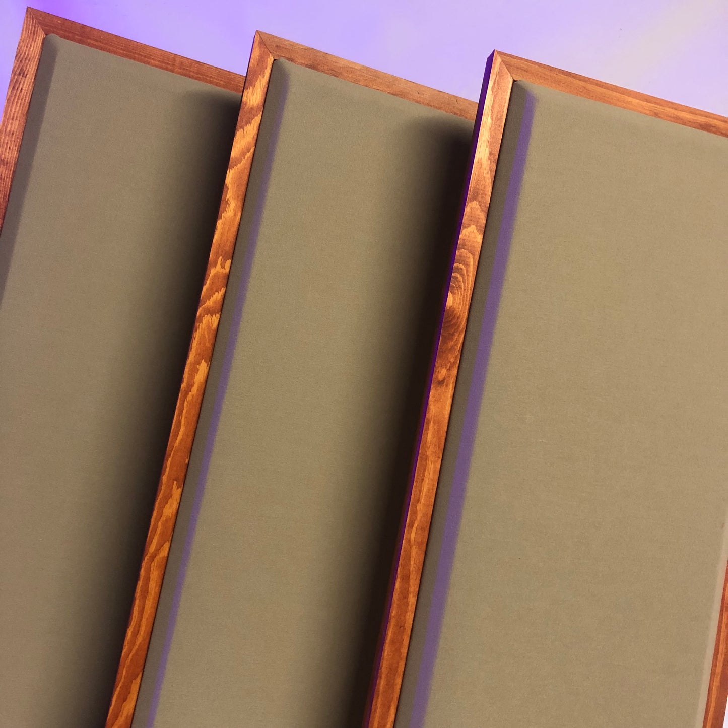 Acoustic Panels (Set of 3) Khaki w/ Gunstock Frames - 3ftx1ftx1.5in