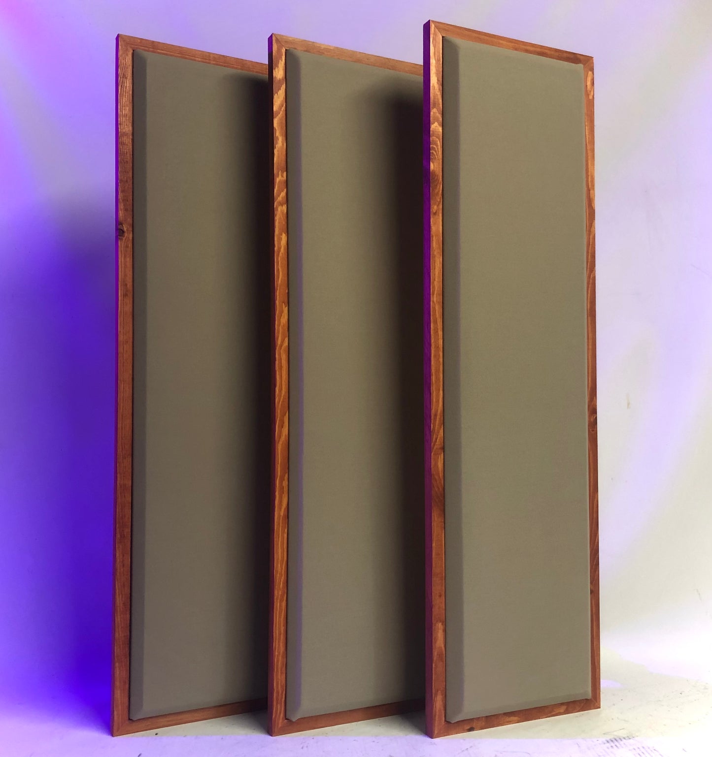 Acoustic Panels (Set of 3) Khaki w/ Gunstock Frames - 3ftx1ftx1.5in