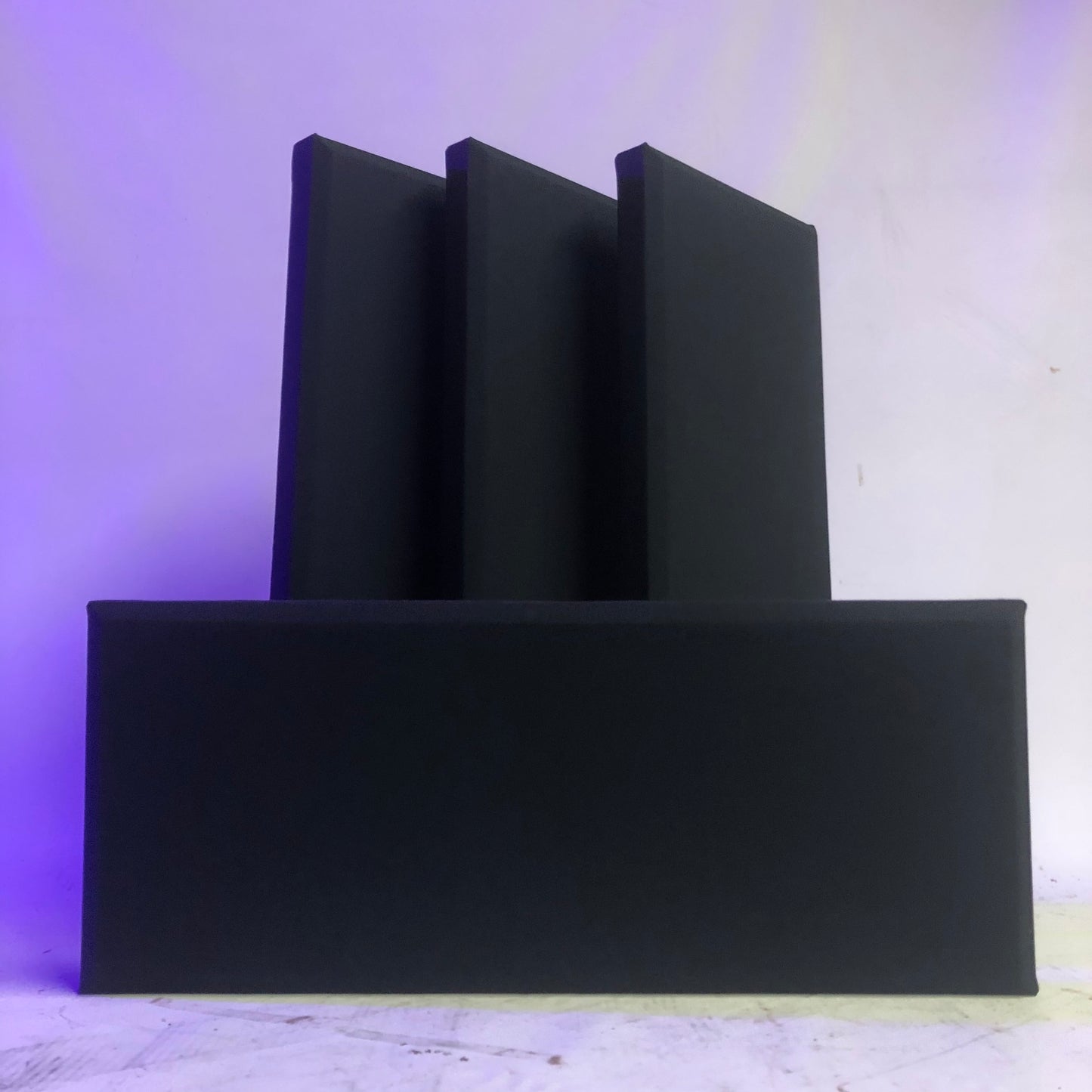 Acoustic Panels (Set of 4) Black w/ Beveled Edges - 2ftx1ftx1.5in