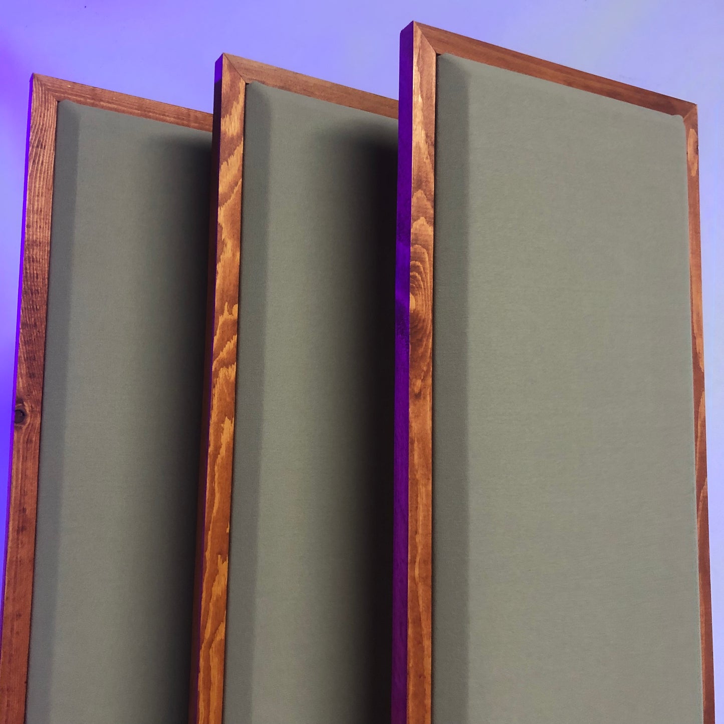 Acoustic Panels (Set of 3) Khaki w/ Gunstock Frames - 3ftx1ftx1.5in