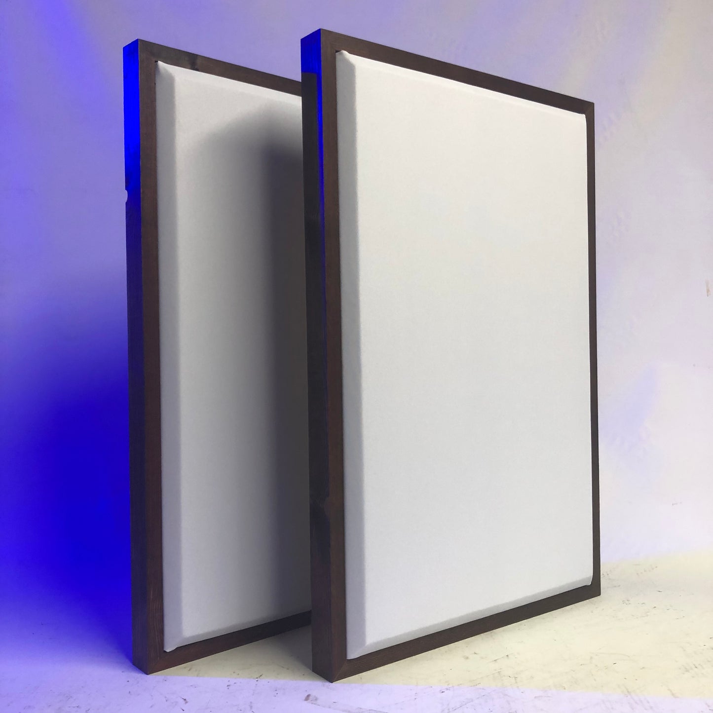 Acoustic Panels (Set of 2) White w/ Red Mahogany Frames - 28inx19in