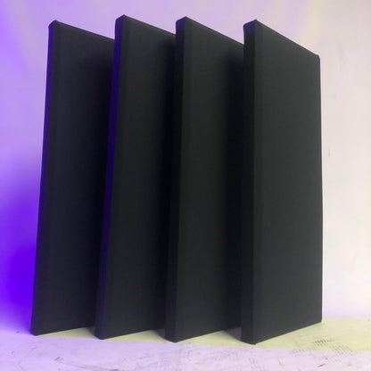 Acoustic Panels (Set of 4) Black w/ Beveled Edges - 2ftx1ftx1.5in