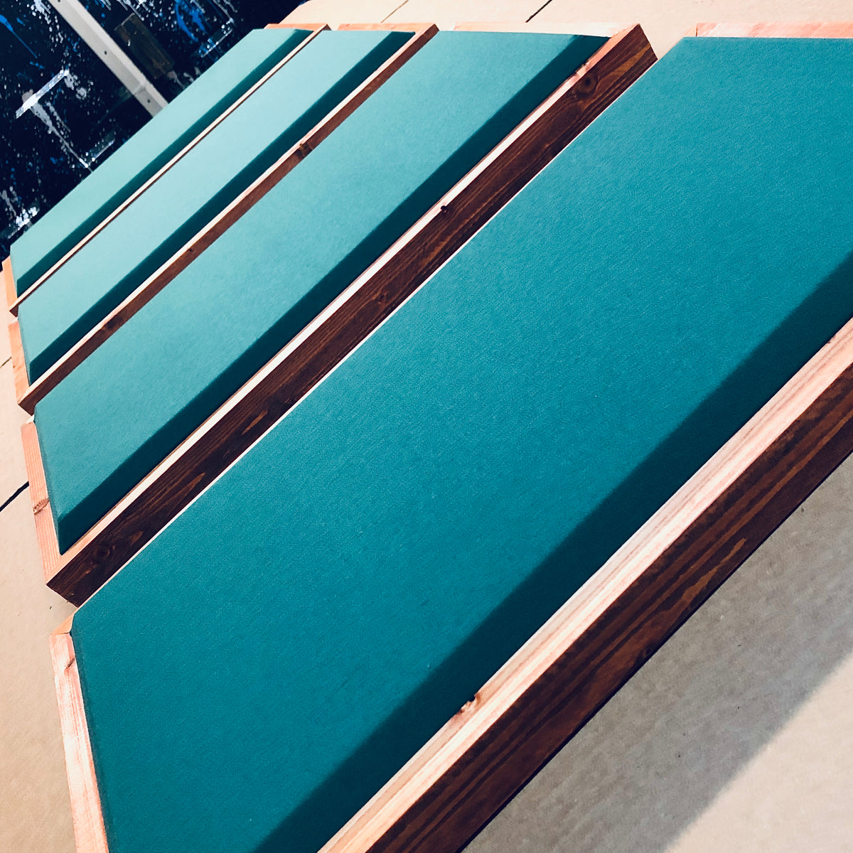 Acoustic Panel - Hunter Green with Gunstock Wood Frame