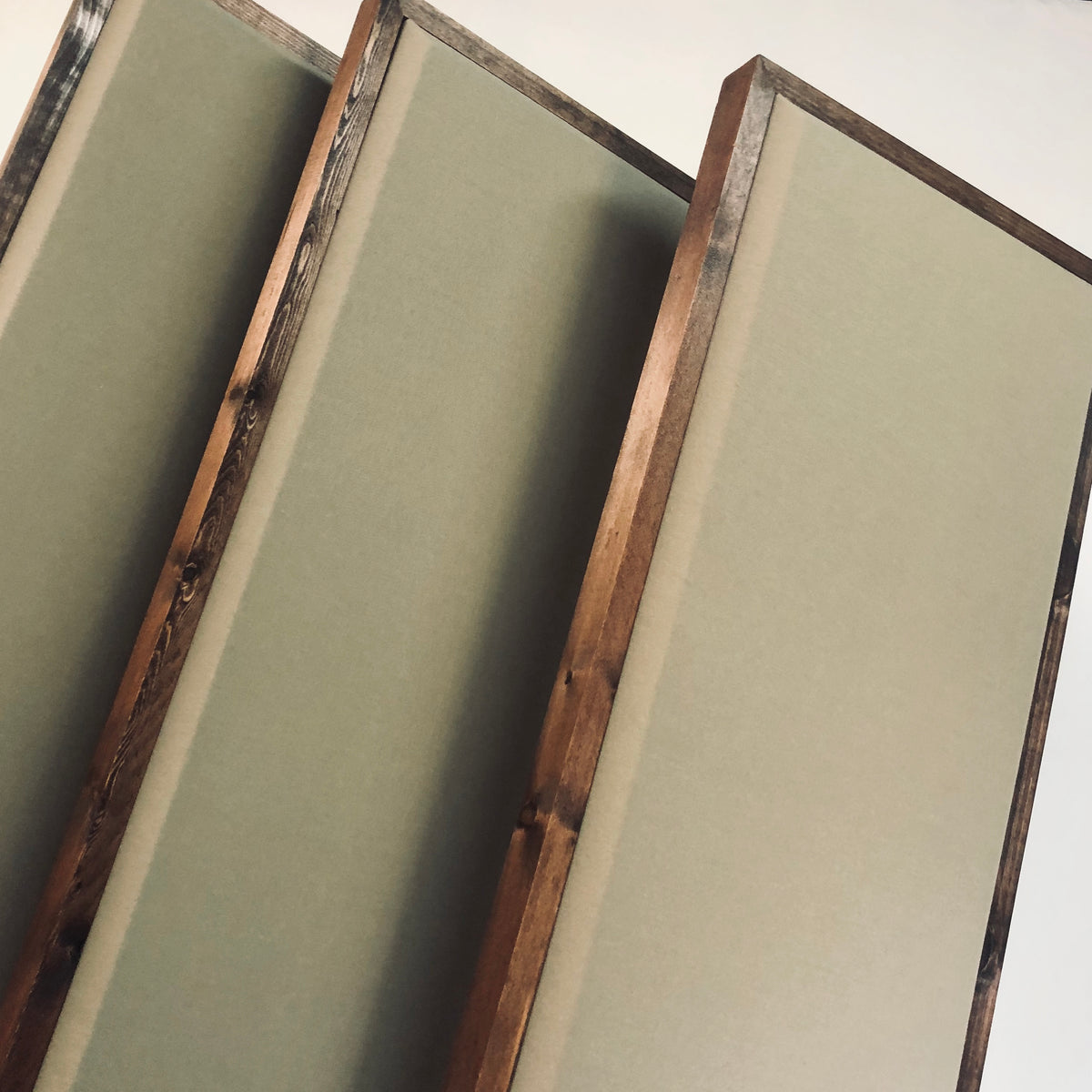 Acoustic Panel - Khaki with Red Mahogany Wood Frame