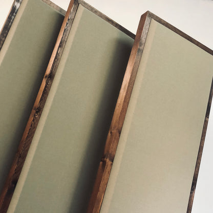Acoustic Panel - Khaki with Red Mahogany Wood Frame