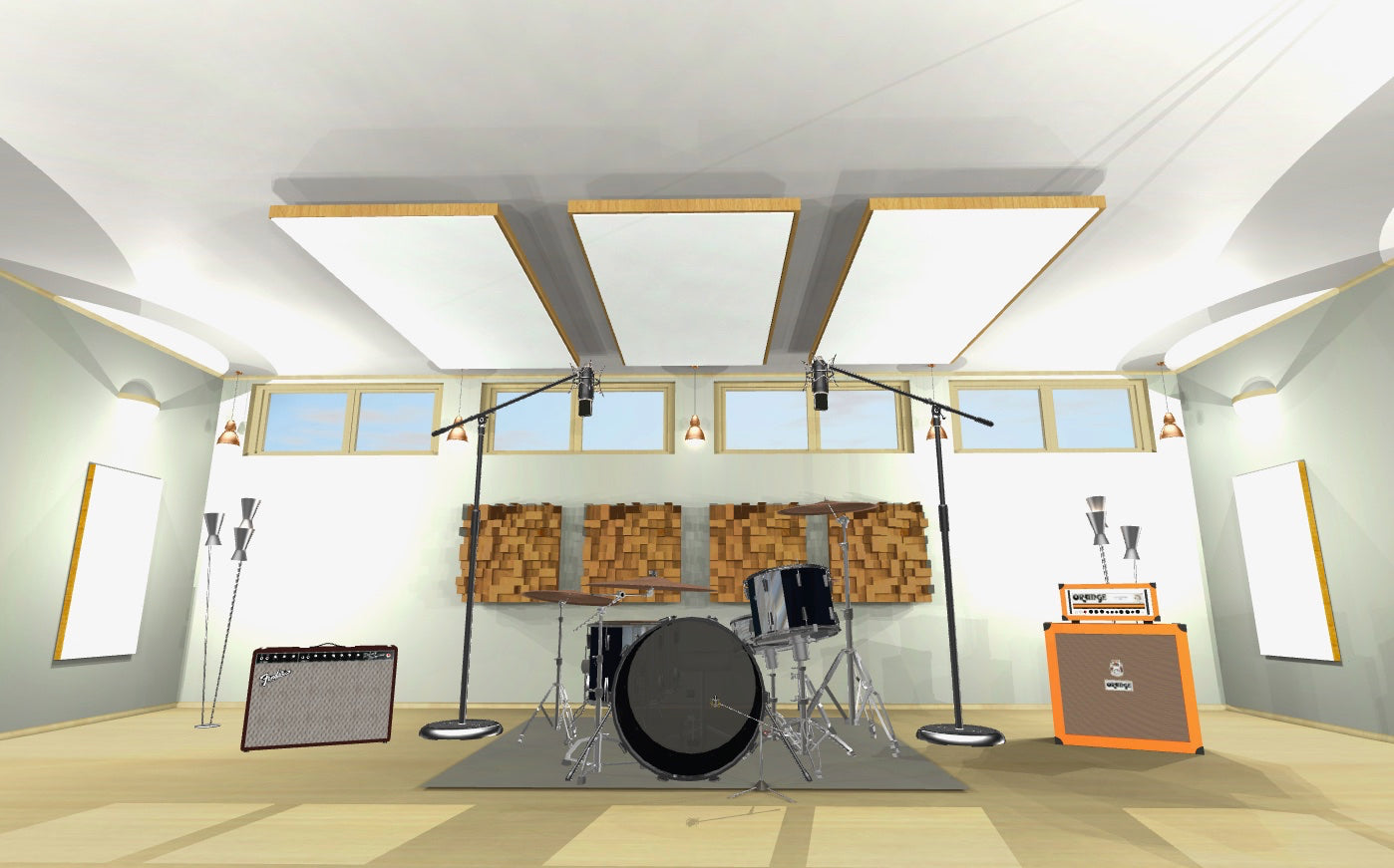 CEILING BAFFLE -  White & Golden Pecan